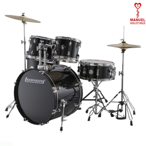 Ludwig Accent Drive LC19511DIR 5-Pieces Acoustic Drum Kit - Black Sparkle - Image 2