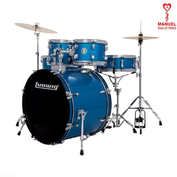 Ludwig Accent Drive LC19519DIR 5-Pieces Acoustic Drum Kit - Blue Sparkle - Image 2